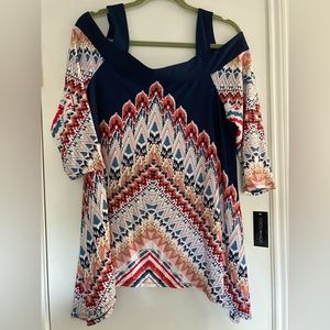 Boho cold shoulder 3/4 sleeve top